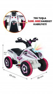 UJ Toys Müzikli ve Led Işıklı Safari Akülü Atv 6V-Beyaz Prenses - 1