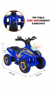 UJ Toys Müzikli ve Led Işıklı Safari Akülü Atv 6V-Mavi - 1