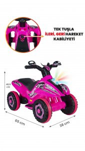 Uj Toys Müzikli Ve Led Işıklı Safari Akülü Atv 6V-Pembe - 1