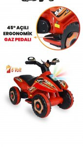 UJ Toys Müzikli ve Led Işıklı Safari Akülü Atv 6V-Kırmızı - 3