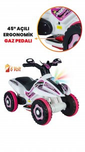 UJ Toys Müzikli ve Led Işıklı Safari Akülü Atv 6V-Beyaz Prenses - 2