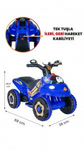 UJ Toys Müzikli ve Led Işıklı Karınca Akülü Atv 6V-Mavi - 1