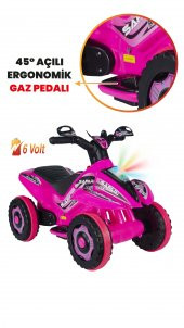 Uj Toys Müzikli Ve Led Işıklı Safari Akülü Atv 6V-Pembe - 3