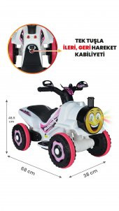 UJ Toys Müzikli ve Led Işıklı Buddy Akülü Atv 6V-Beyaz Prenses - 1