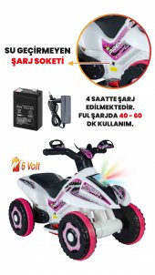 UJ Toys Müzikli ve Led Işıklı Safari Akülü Atv 6V-Beyaz Prenses - 3