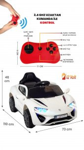 UJ Toys Jagor Akülü Araba 12V-Beyaz - 1