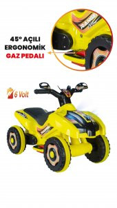 Uj Toys Müzikli Ve Led Işıklı Ranger Akülü Atv 6V-Sarı - 3