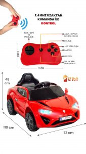 UJ Toys Jagor Akülü Araba 12V-Kırmızı - 1