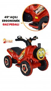 UJ Toys Müzikli ve Led Işıklı Buddy Akülü Atv 6V-Kırmızı - 3