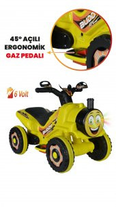 UJ Toys Müzikli ve Led Işıklı Buddy Akülü Atv 6V-Sarı - 3