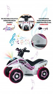 UJ Toys Müzikli ve Led Işıklı Safari Akülü Atv 6V-Beyaz Prenses - 4