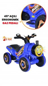 UJ Toys Müzikli ve Led Işıklı Buddy Akülü Atv 6V-Mavi - 3
