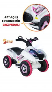 Uj Toys Müzikli Ve Led Işıklı Ranger Akülü Atv 6V-Beyaz Prenses - 3