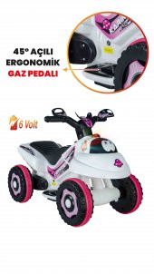 UJ Toys Müzikli ve Led Işıklı Karınca Akülü Atv 6V-Beyaz Prenses - 2