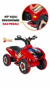UJ Toys Müzikli ve Led Işıklı Ranger Akülü Atv 6v Kırmızı - 3