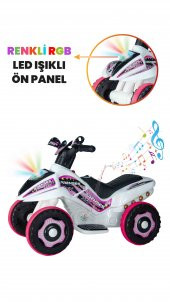 UJ Toys Müzikli ve Led Işıklı Safari Akülü Atv 6V-Beyaz Prenses - 5