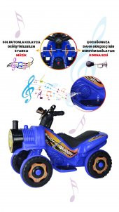 UJ Toys Müzikli ve Led Işıklı Buddy Akülü Atv 6V-Mavi - 5