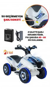 Uj Toys Müzikli Ve Led Işıklı Ranger Akülü Atv 6V-Beyaz Polis - 4