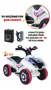 Uj Toys Müzikli Ve Led Işıklı Ranger Akülü Atv 6V-Beyaz Prenses - 4
