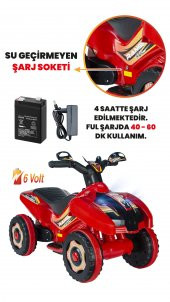 UJ Toys Müzikli ve Led Işıklı Ranger Akülü Atv 6v Kırmızı - 4