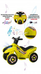 Uj Toys Müzikli Ve Led Işıklı Ranger Akülü Atv 6V-Sarı - 5