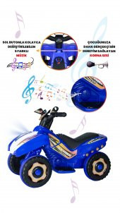 UJ Toys Müzikli ve Led Işıklı Ranger Akülü Atv 6V-Mavi - 4