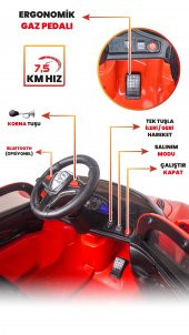 UJ Toys Jagor Akülü Araba 12V-Kırmızı - 4