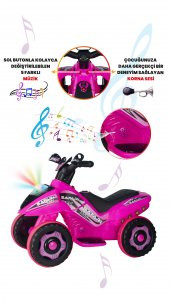 Uj Toys Müzikli Ve Led Işıklı Safari Akülü Atv 6V-Pembe - 5