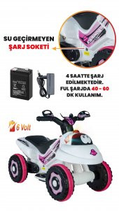 UJ Toys Müzikli ve Led Işıklı Karınca Akülü Atv 6V-Beyaz Prenses - 3