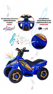 UJ Toys Müzikli ve Led Işıklı Safari Akülü Atv 6V-Mavi - 5