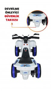 Uj Toys Müzikli Ve Led Işıklı Ranger Akülü Atv 6V-Beyaz Polis - 7