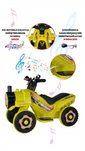 UJ Toys Müzikli ve Led Işıklı Buddy Akülü Atv 6V-Sarı - 5