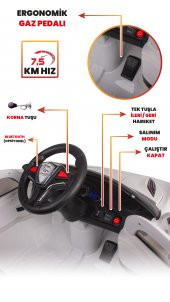 UJ Toys Jagor Akülü Araba 12V-Beyaz - 4