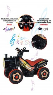 UJ Toys Müzikli ve Led Işıklı Buddy Akülü Atv 6V-Siyah - 5