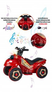 Uj Toys Müzikli Ve Led Işıklı Karınca Akülü Atv 6V-Kırmızı - 5