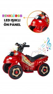 Uj Toys Müzikli Ve Led Işıklı Karınca Akülü Atv 6V-Kırmızı - 6