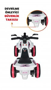 UJ Toys Müzikli ve Led Işıklı Buddy Akülü Atv 6V-Beyaz Prenses - 7