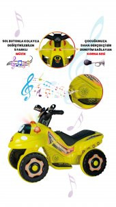 UJ Toys Müzikli ve Led Işıklı Karınca Akülü Atv 6V-Sarı - 5