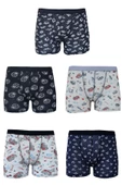 5li Erkek Çocuk Desenli Boxer Ekonomik İnce Pamuklu Paçalı Don - 4