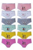 Tutku İç Giyim 12li Kız Çocuk Baskılı Renkli Külot Likralı Slip - 3