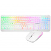 Everest Km-1500 Beyaz Kablosuz Şarj Edilebilir Rainbow Aydınlatmalı Q Multimedia Klavye + Mouse Set TYC00600578393 - 1