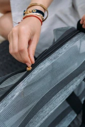 Boy Bag Siyah Çizgili Şeffaf XL Plaj Çantası thumbnail 4