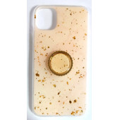 Apple iphone 11 Yüzüklü Simli Lüks Gold Kılıf - 1