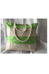 Fa Keten Plaj Çantası 04 Yeşil 36cmx44cm - 1