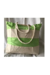 Fa Keten Plaj Çantası 04 Yeşil 36cmx44cm - 2