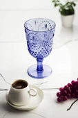 Akrilik Mavi 6lı Kadeh & Su Meşrubat Kahve Yanı Bardağı 450 ml ( Cam Değildir ) - 4