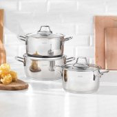 NEHİR SİLVER KLASİK 6 PARÇA DERİN TENCERE SETİ - 1