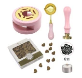 Davetiye Mum Mühürü Uygulama Seti Pembe Renk 811 Gül Desen thumbnail 1