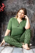 Nisanca Bambu Büyük Beden Yazlık Kadın Kısa Kol Pijama Takımı - 12