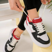 Tstore kadın Siyah kırmızı beyaz günlük spor ayakkabı sneaker 0002 - 1